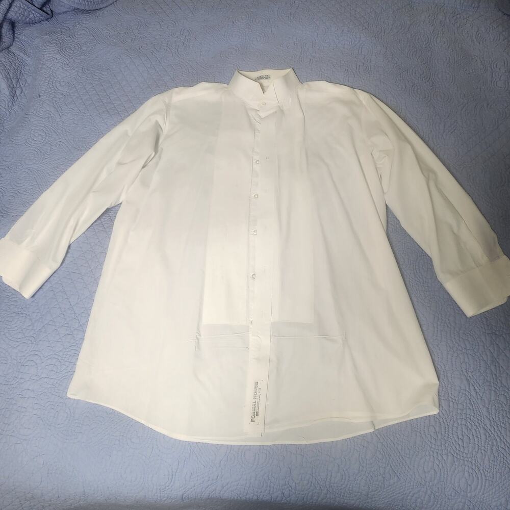 Vintage Chaplin Formal Tuxedo Shirt XL 32-33 White Mens Dress - Former Rental